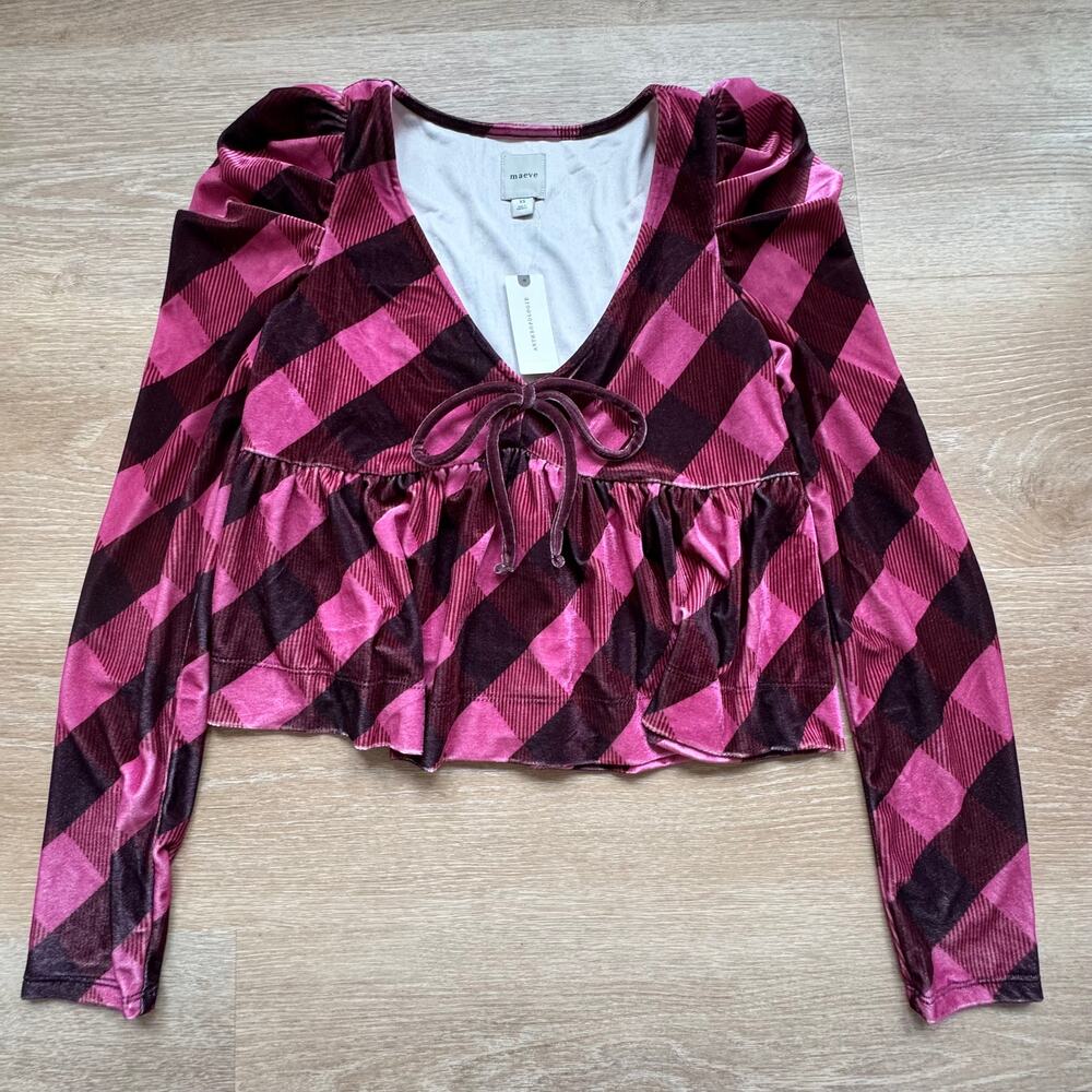 Maeve (Anthropologie) Velvet Babydoll Top - Size XS - Picture 2 of 7